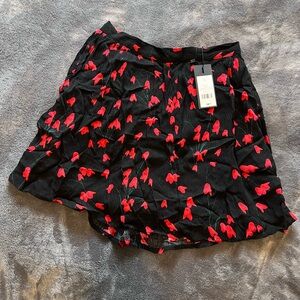 Dynamite Black and Red Floral Skirt